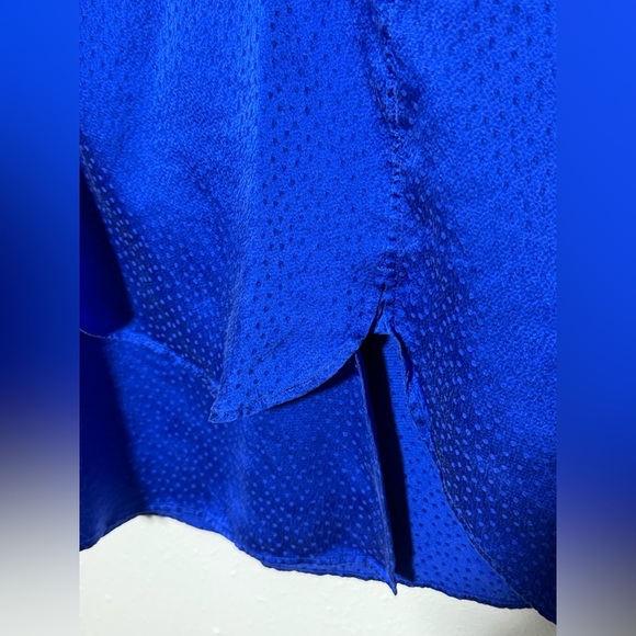 Saint Laurent Tonal Dot Silk Button Up in Royal Blue - Picture 16 of 16